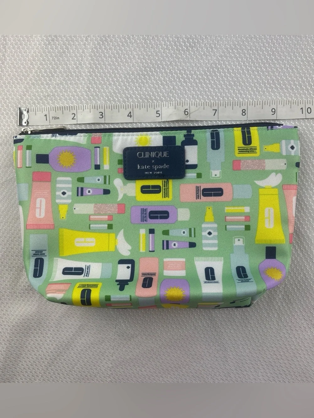 Clinique x Kate Spade New York Makeup Pouch Toiletries Colorful Zip Up Case